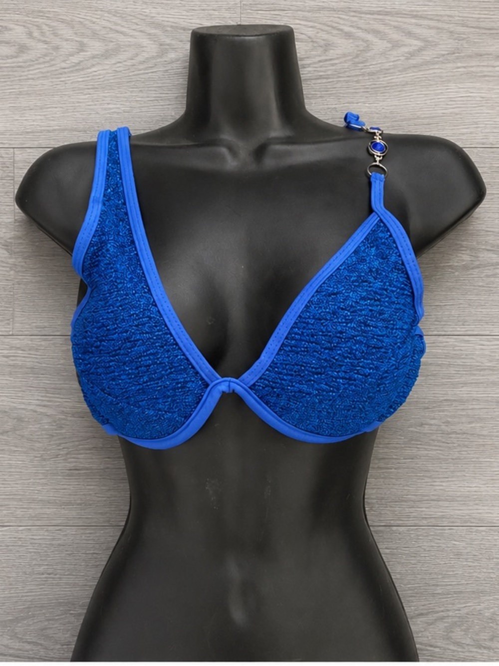 SHEIN Royal Blue Textured Bikini Top